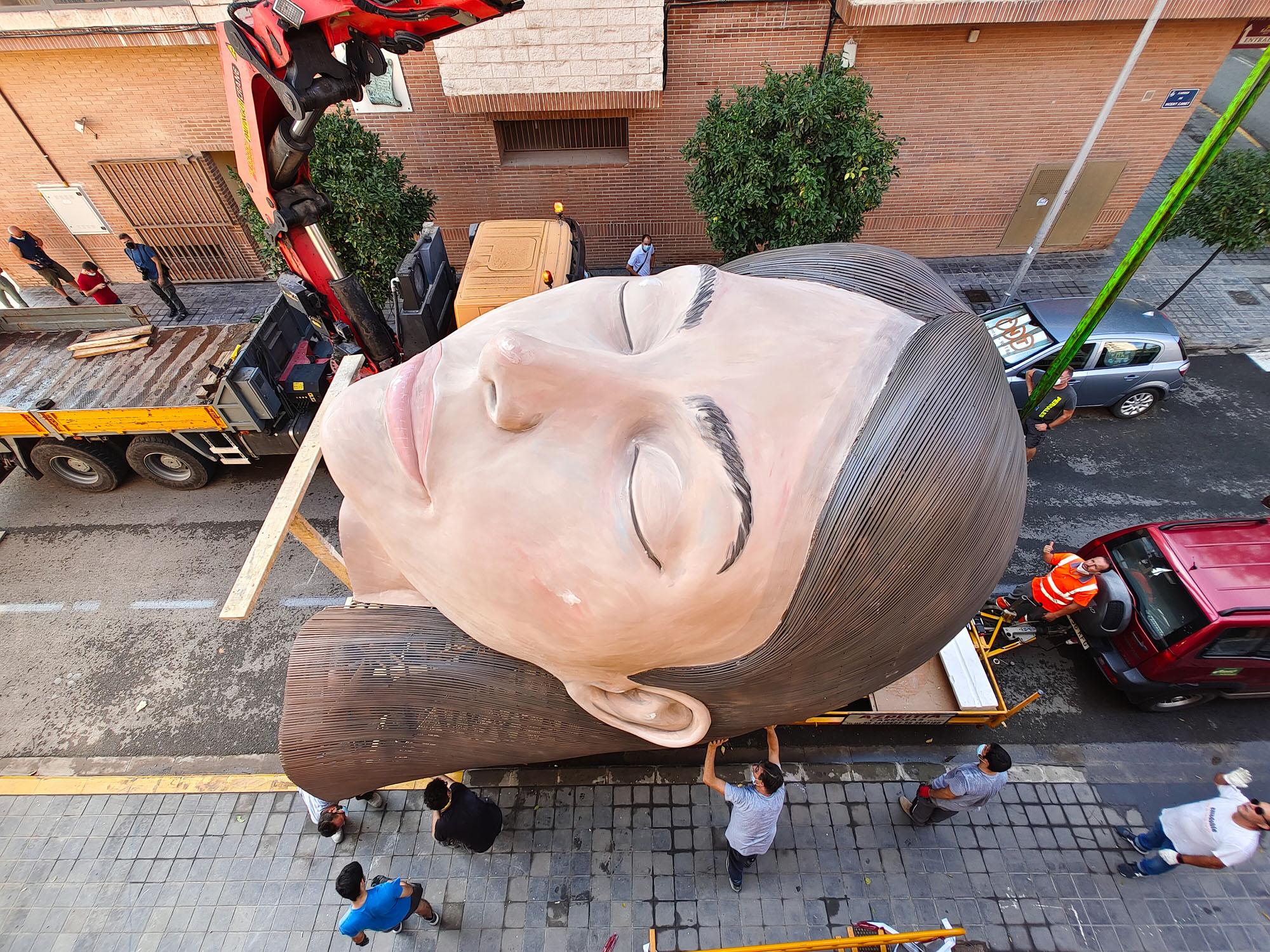 The Plantà of the Meditadora by Escif - Fallas 2021 9 Valencia Giant Woman Head Why