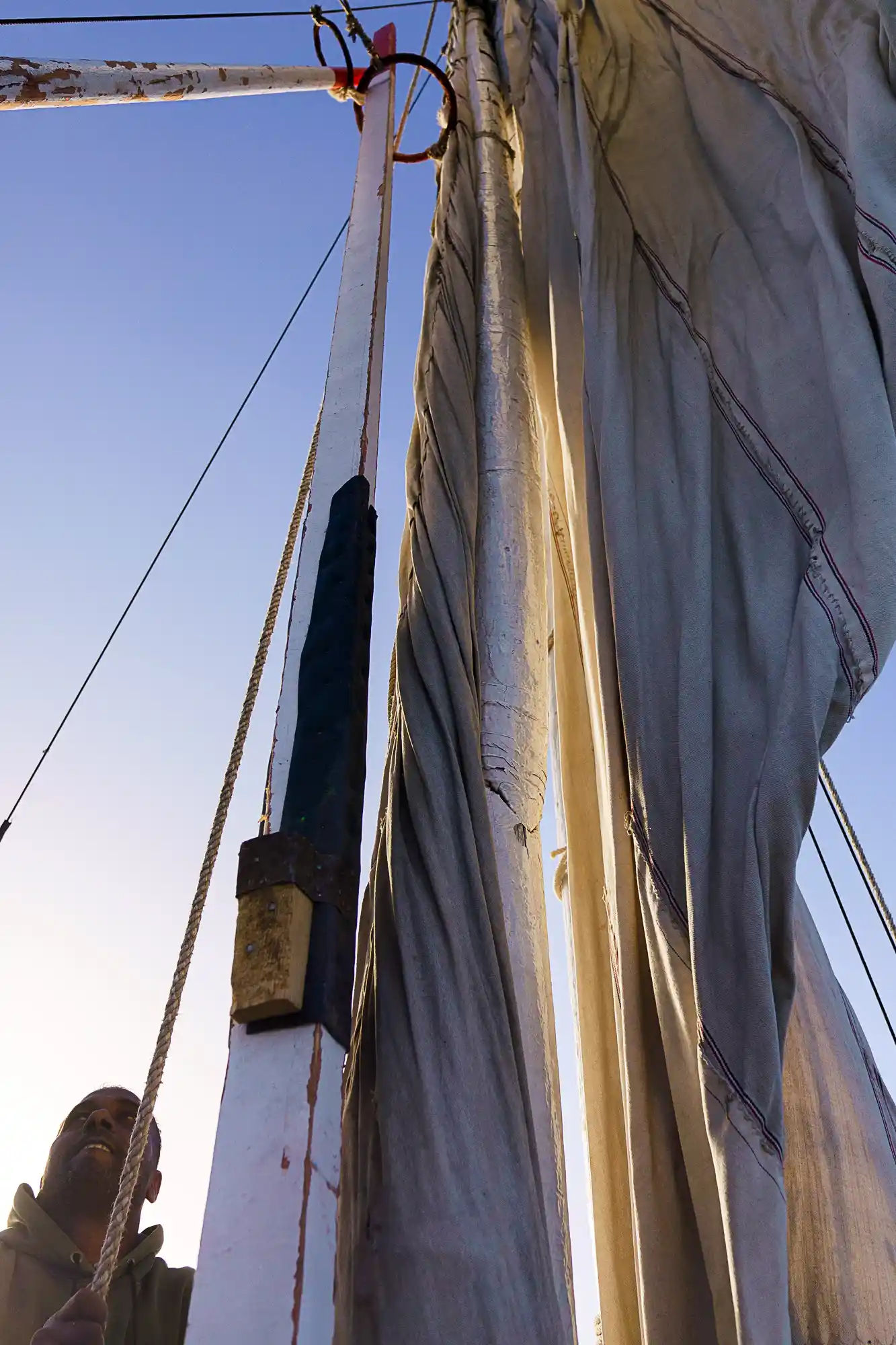 Sailing past Luxor at sunset