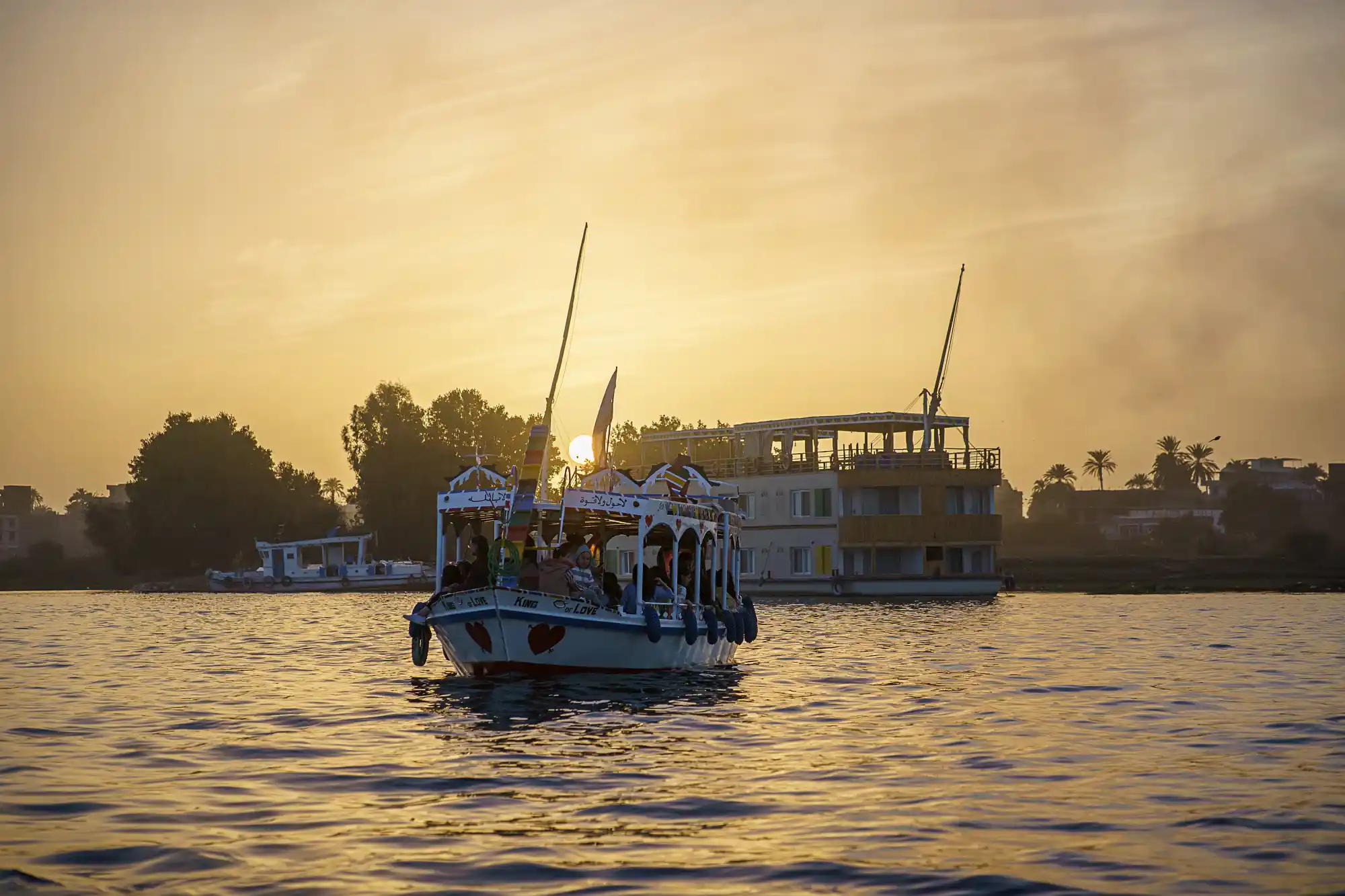 Luxor's riverbank at golden hour