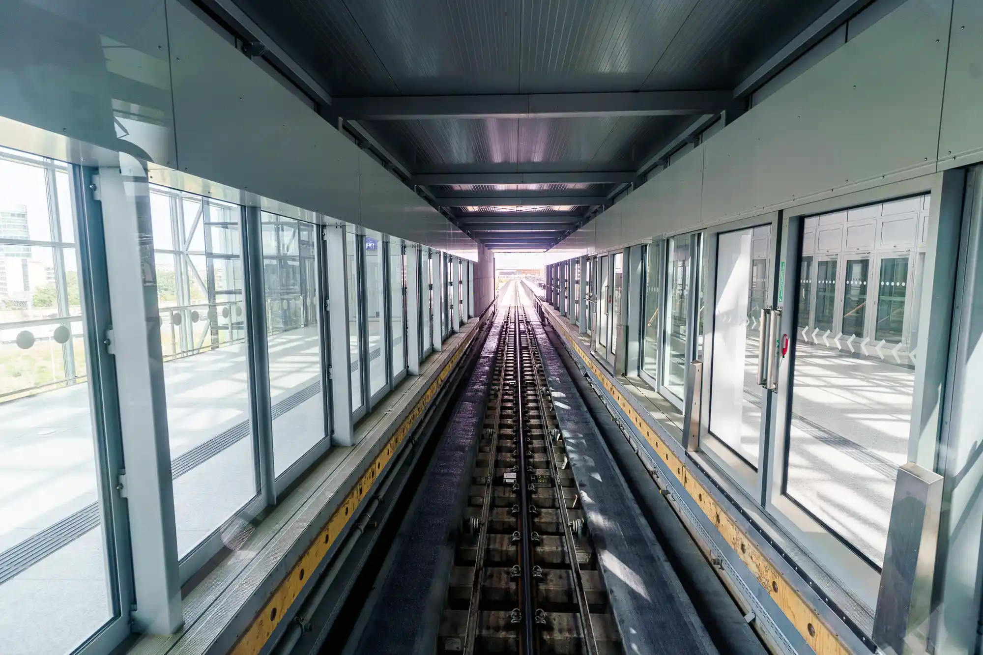 Passengers moving through the new terminal