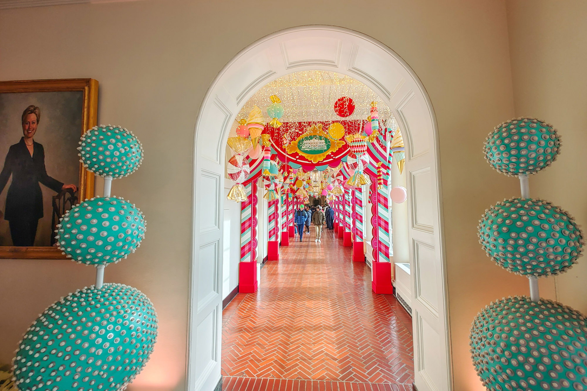 Hillary Clinton portraits with candy at the White House