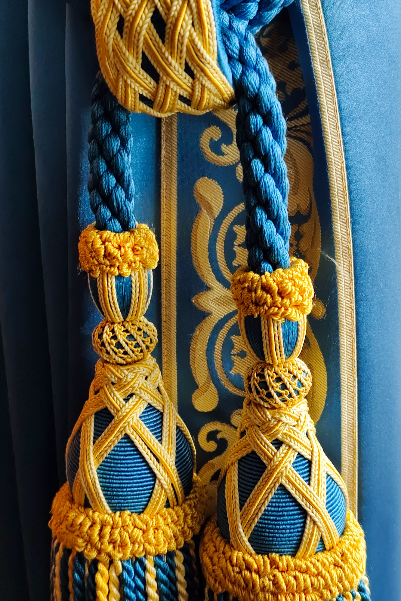 Yellow and Blue curtain fuzzies