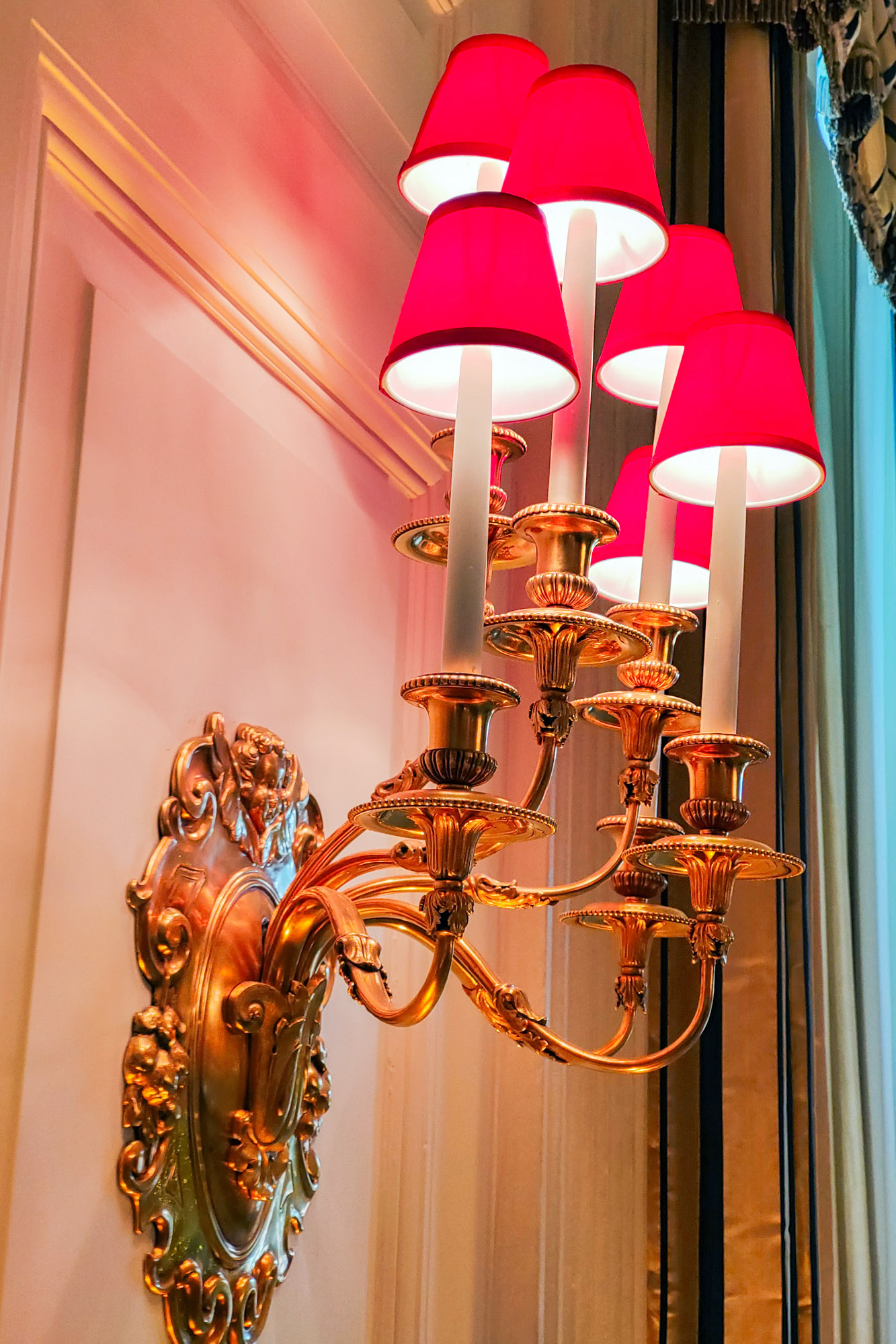 Red lantern wall lamp at the White House