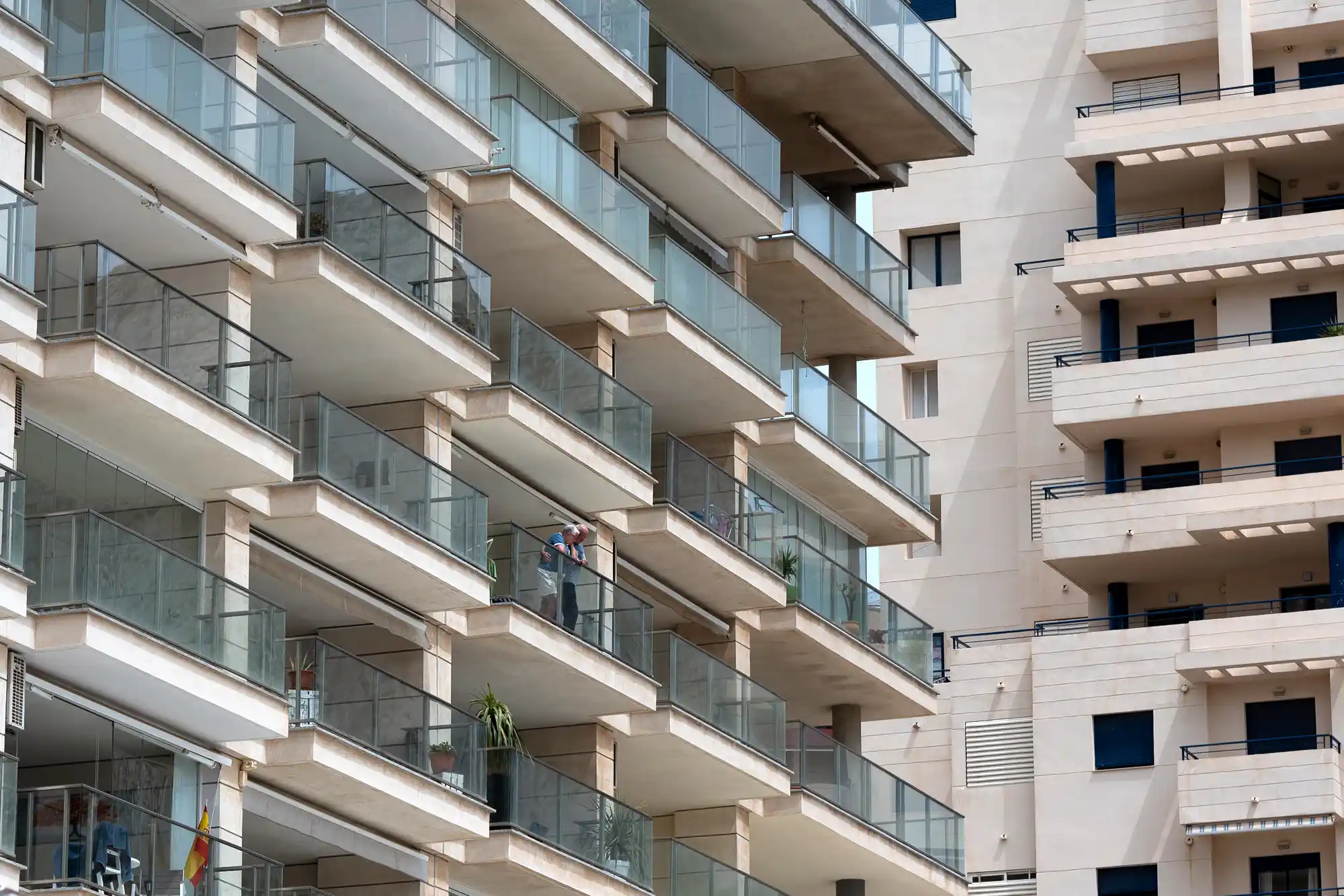 Romantic couple in brutalist architecture