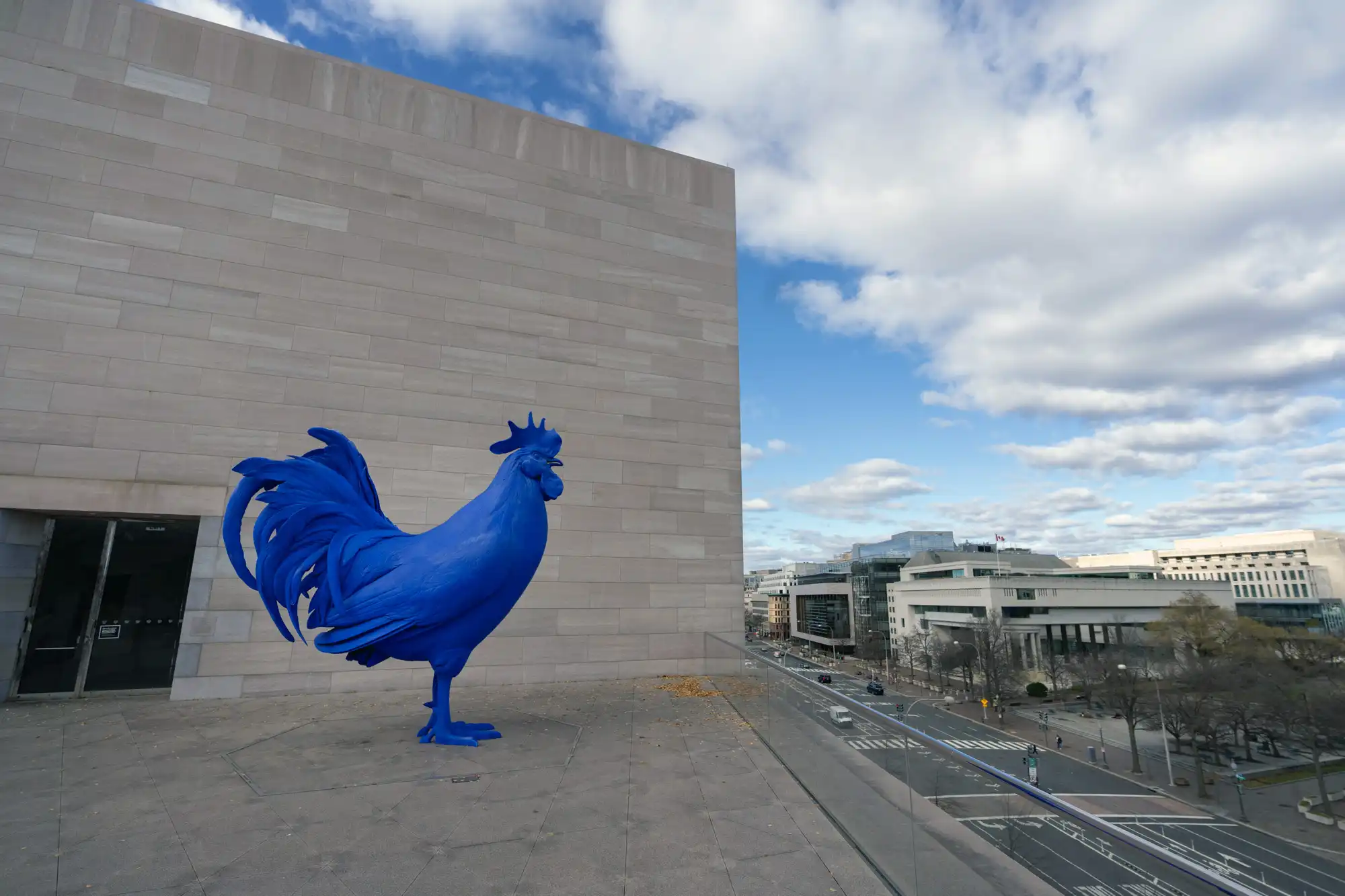 Giant Blue Rooster by Katharina Fritsch