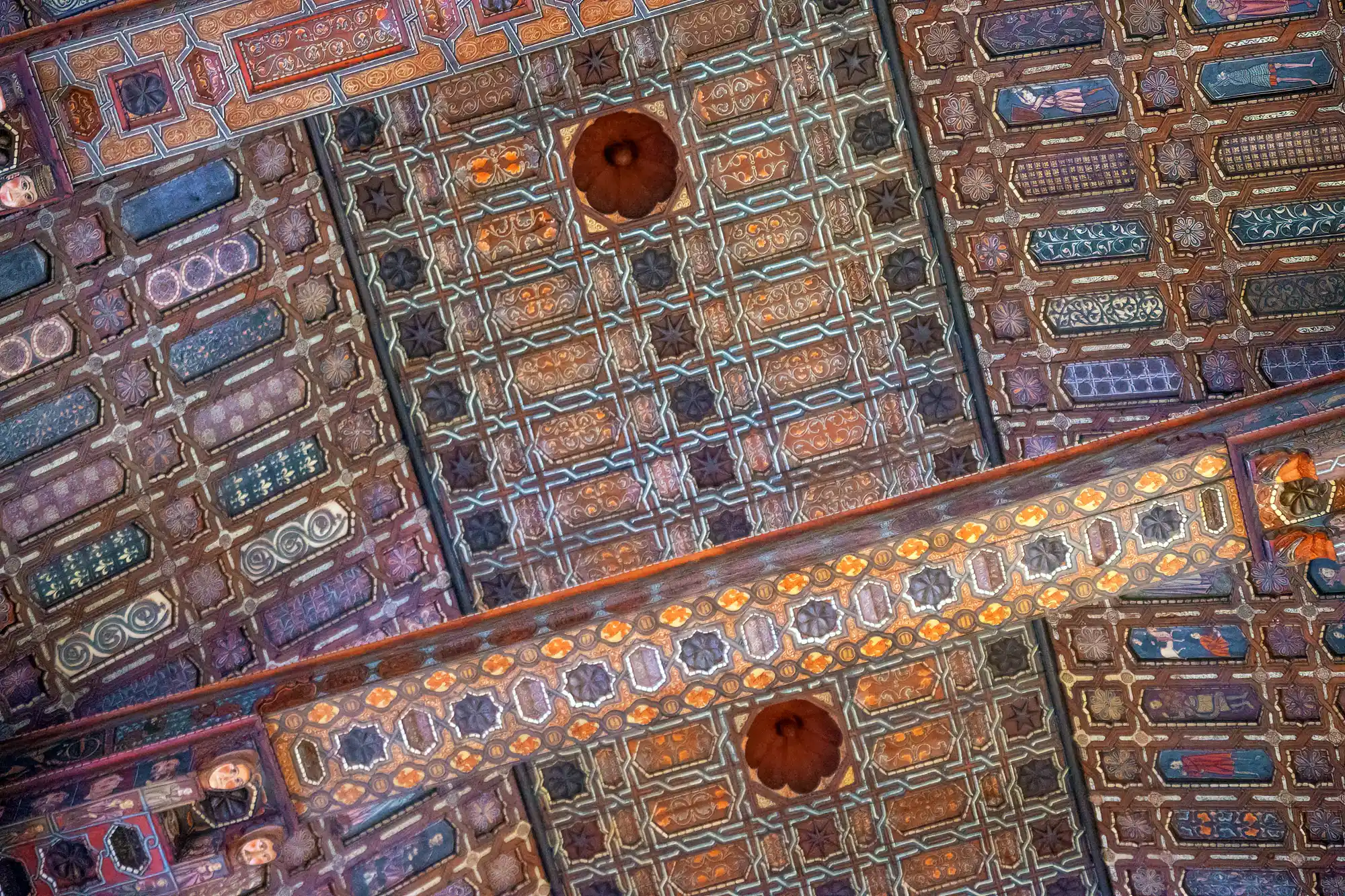 Wood ceiling carvings in Aragon, teruel