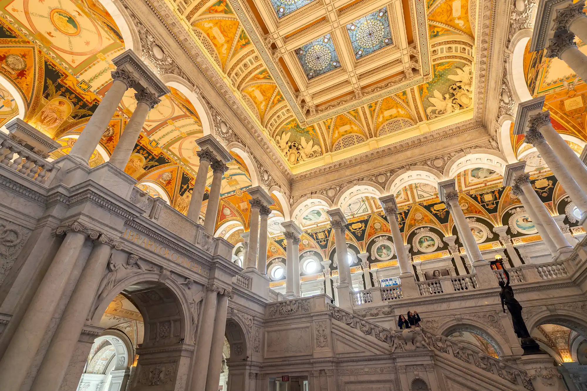 Golden light inside the Library of Congress