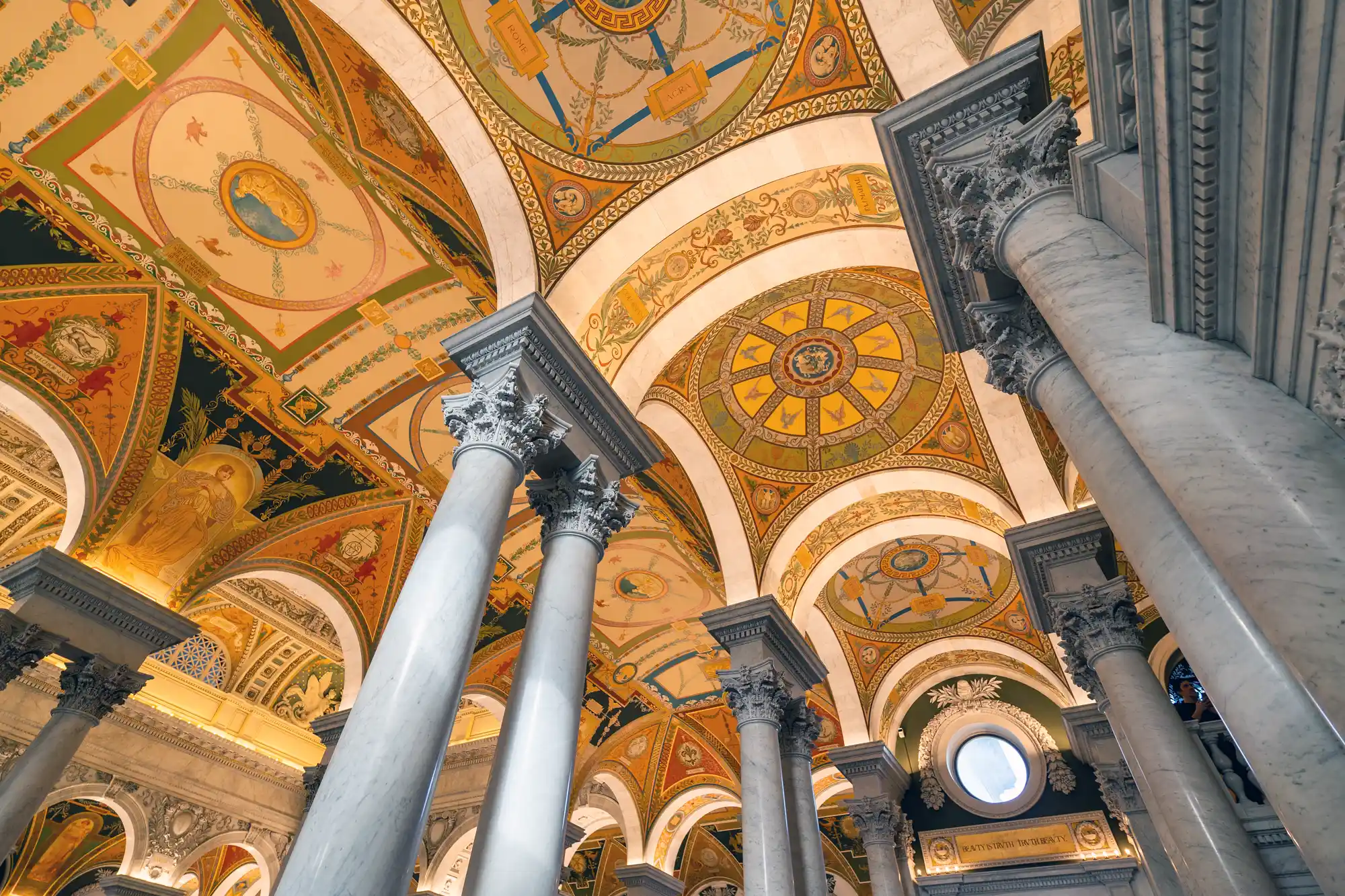 Grey columns inside the Library of Congress