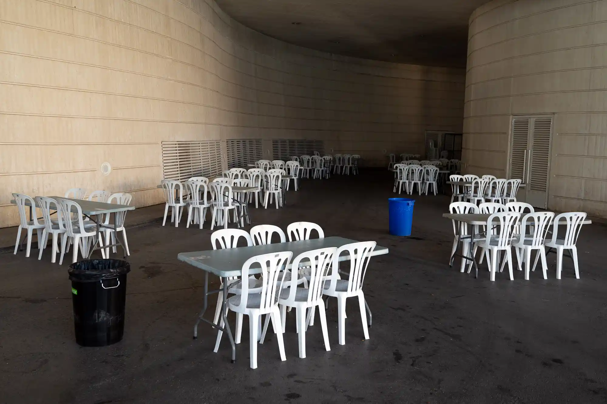 Plastic chairs at the city of arts and sciences