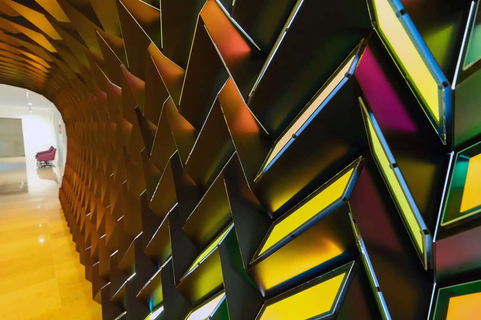 Glass tile art tunnel