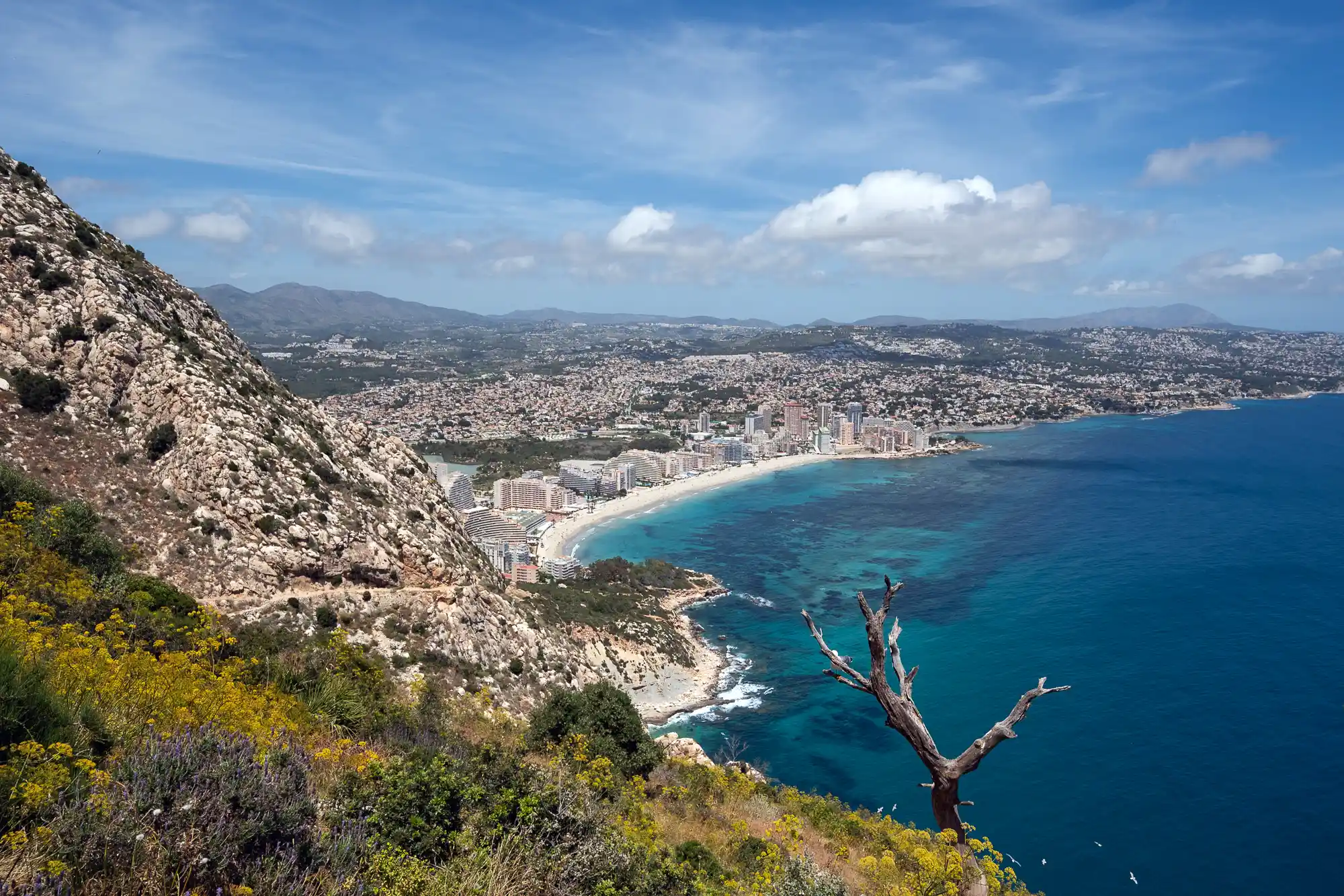 Crescent beach town in Spain