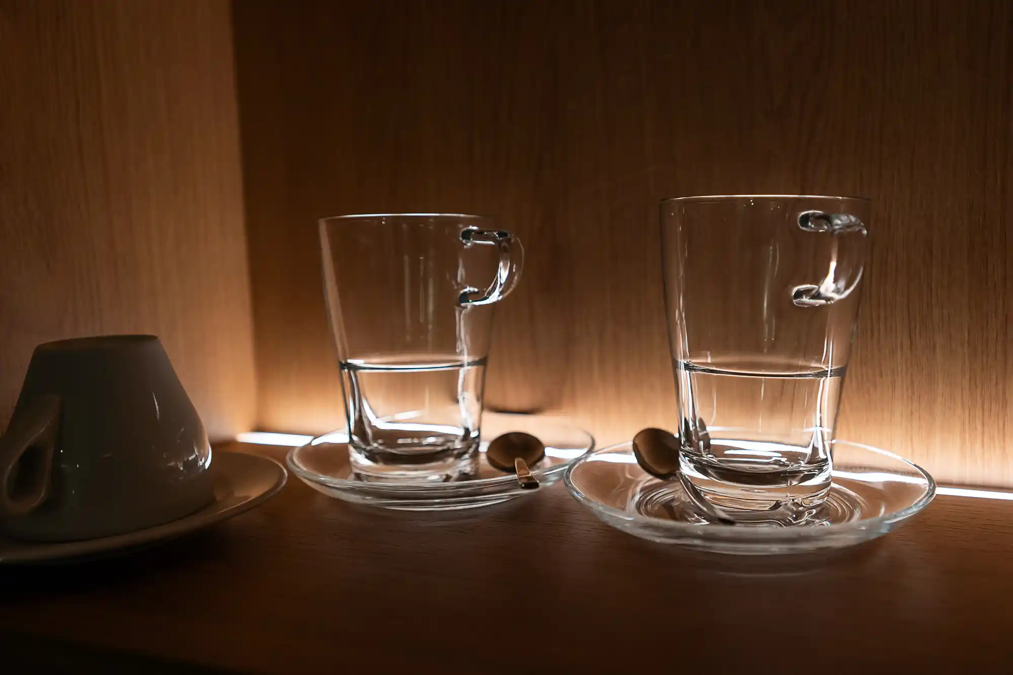 Cups of glass in a hotel
