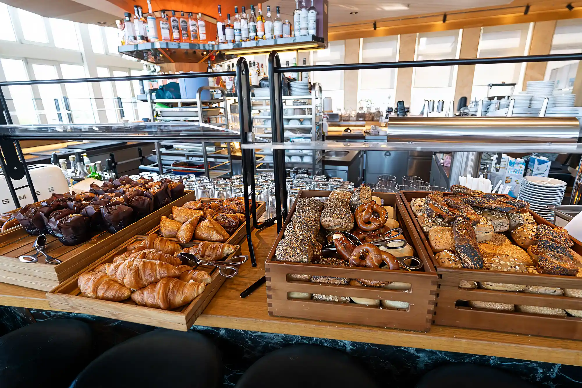 Baked goods for breakfast in Hotel