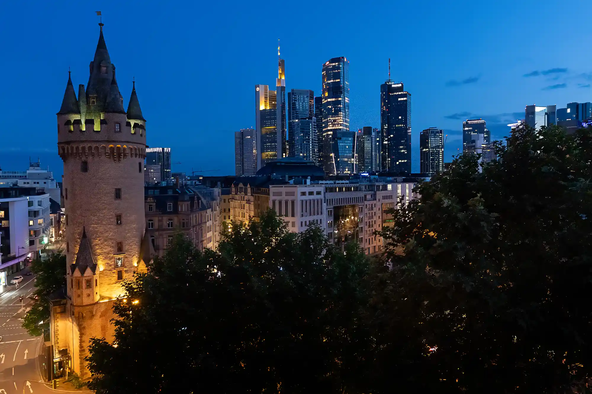 Night Frankfurt Skyline View