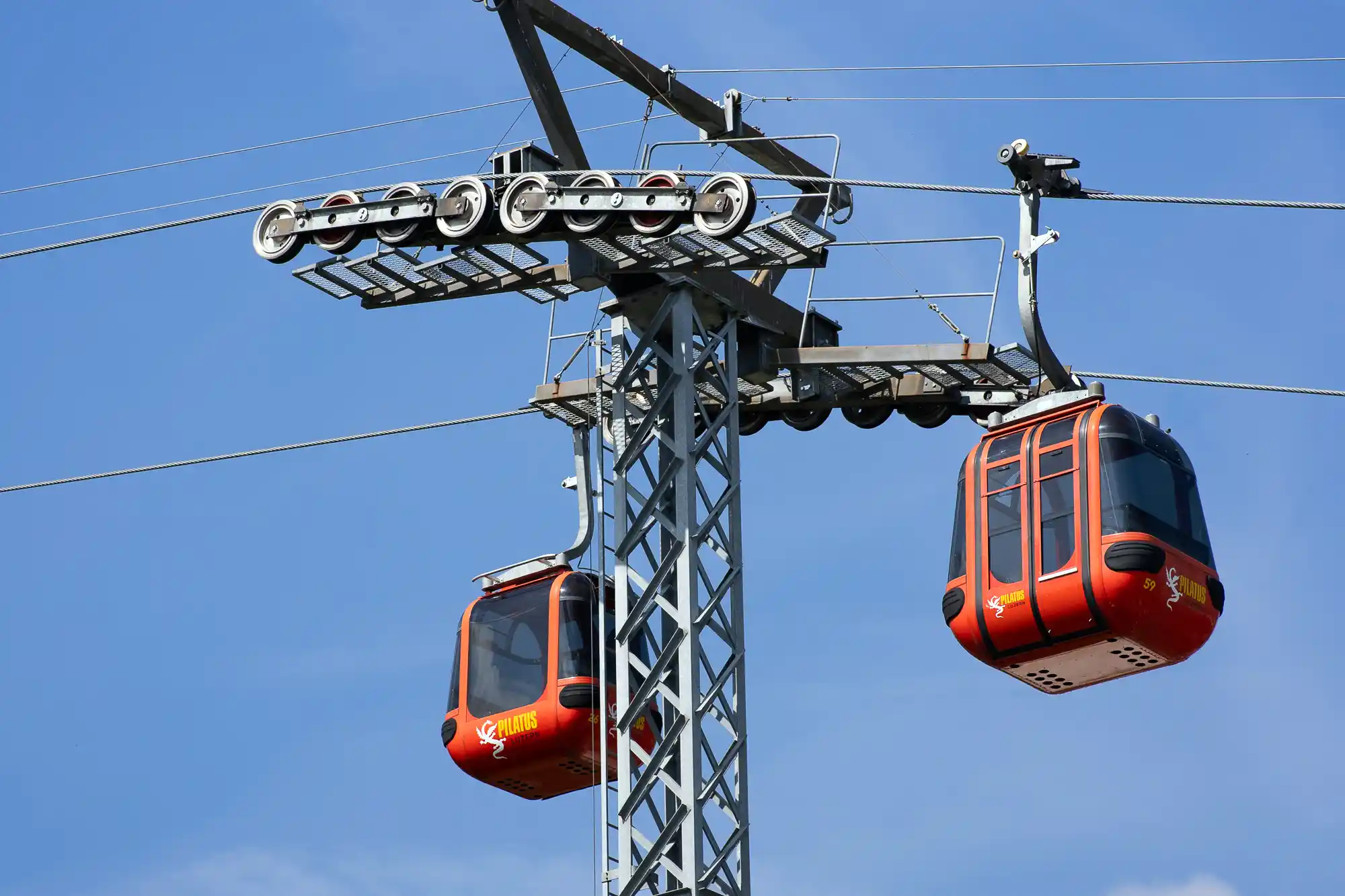 Riding the gondola up to the Pilatus