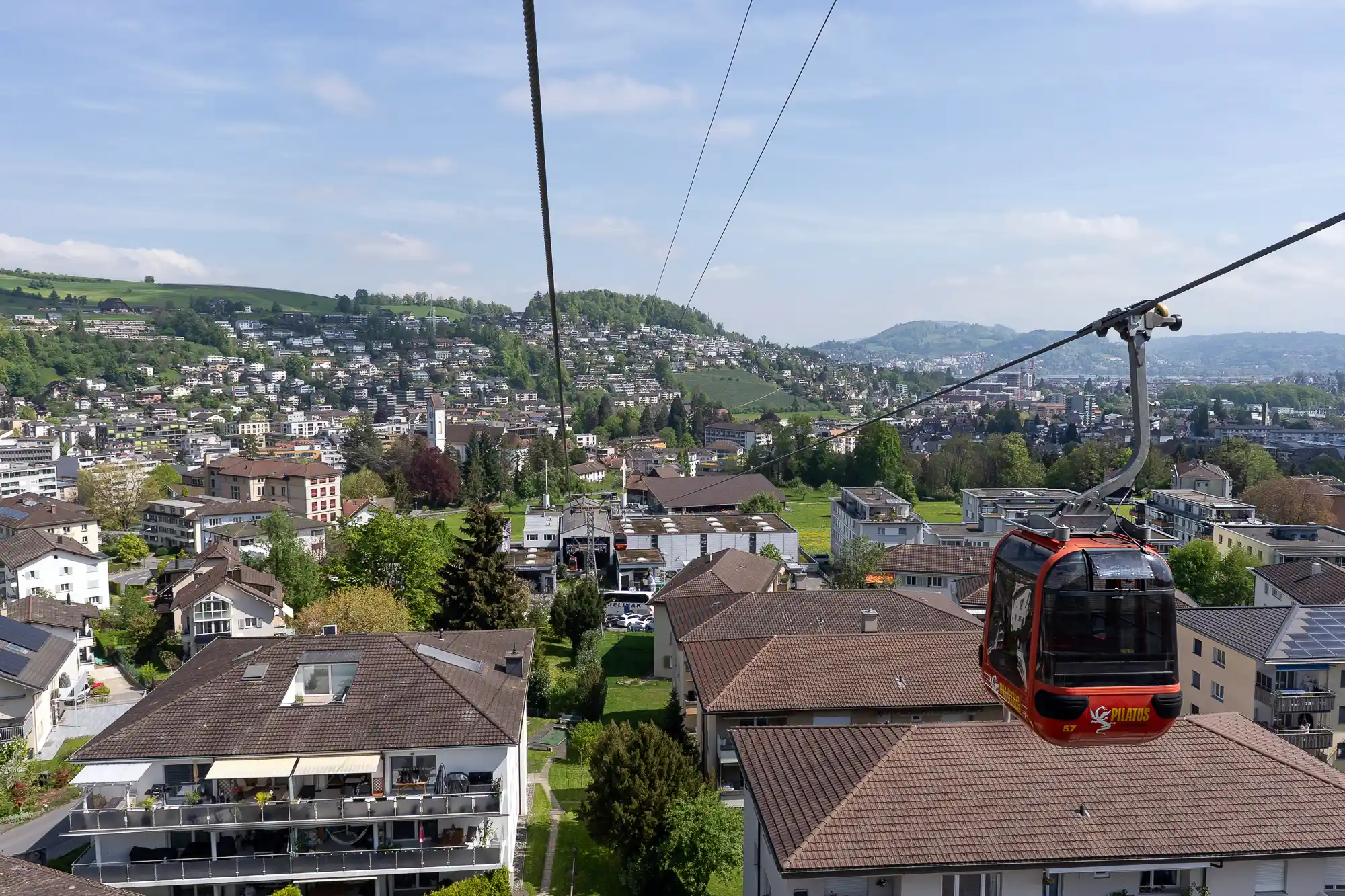 Floating over houses with a gondola