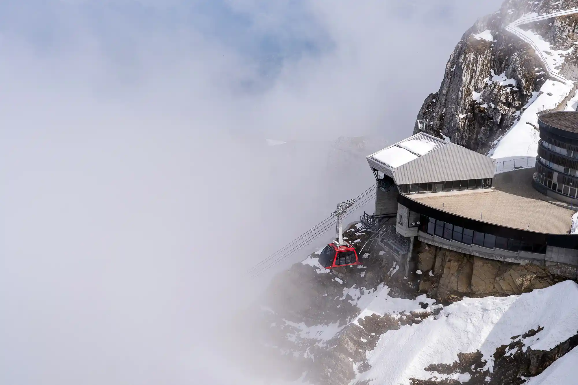 Gondola Taking off at Pilatus Summit