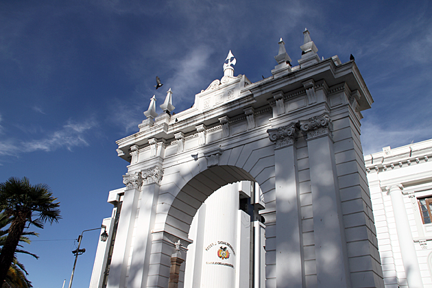 Sucre white gate in Bolivia