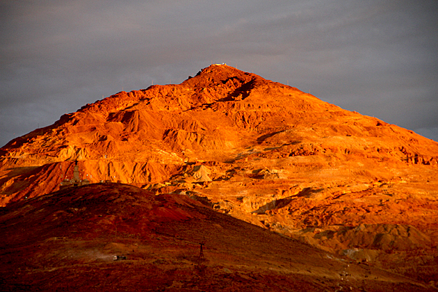 Cerro Rico in Potosi during sunset
