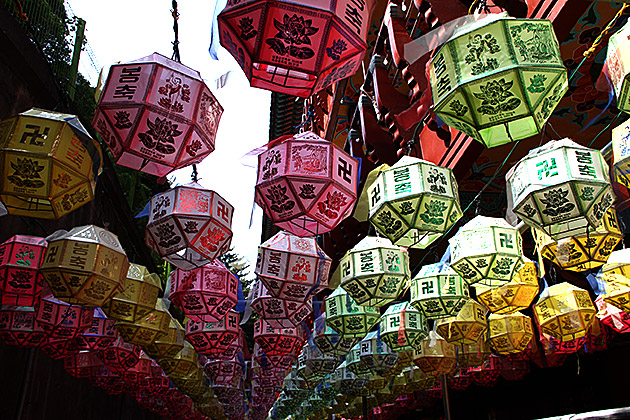 Samgwangsa Under a Blanket of Lanterns 7 Buddha Sign