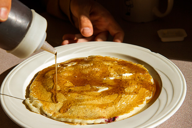 Pancake and syrup at Cascade's Gramma's Kitchen 