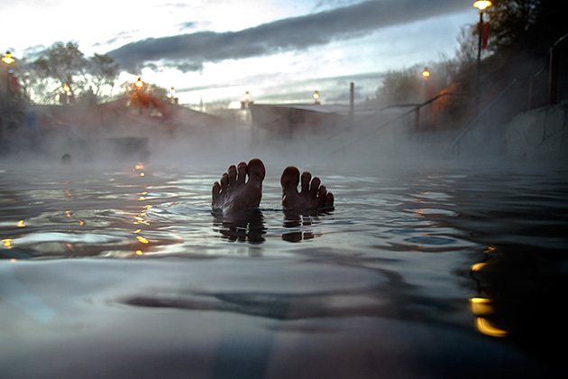Taking a Break in Lava Hot Springs 1 Foot Bath
