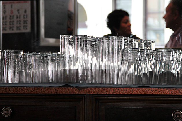 Glasses in a bar stock photos