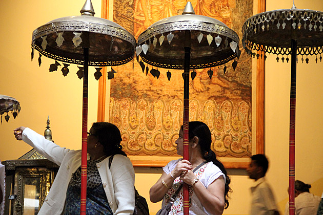Metal umbrella temple of the tooth in Kandy
