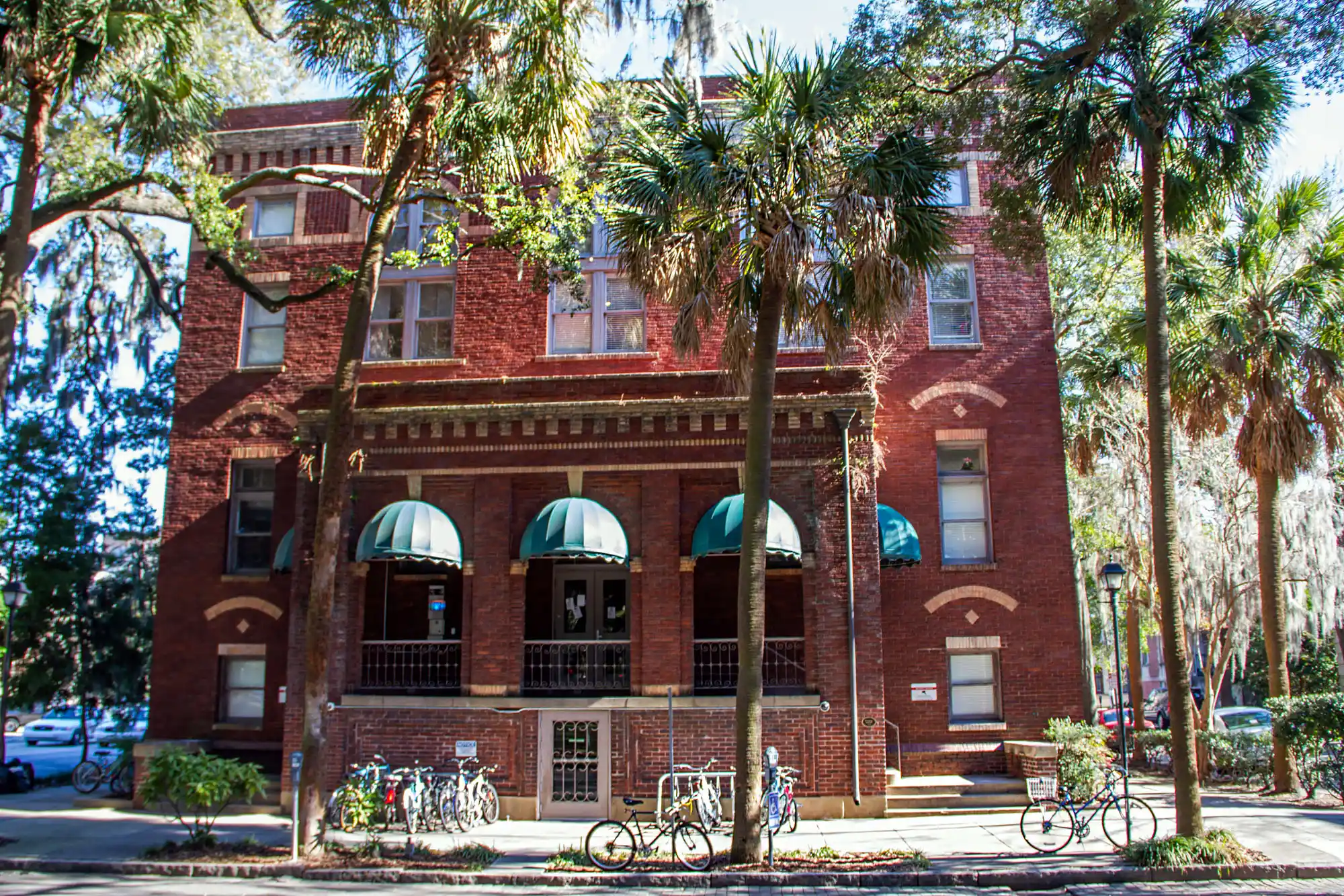 Pulaski Square 2 Pulaski Square, read building with bikes in Savannah
