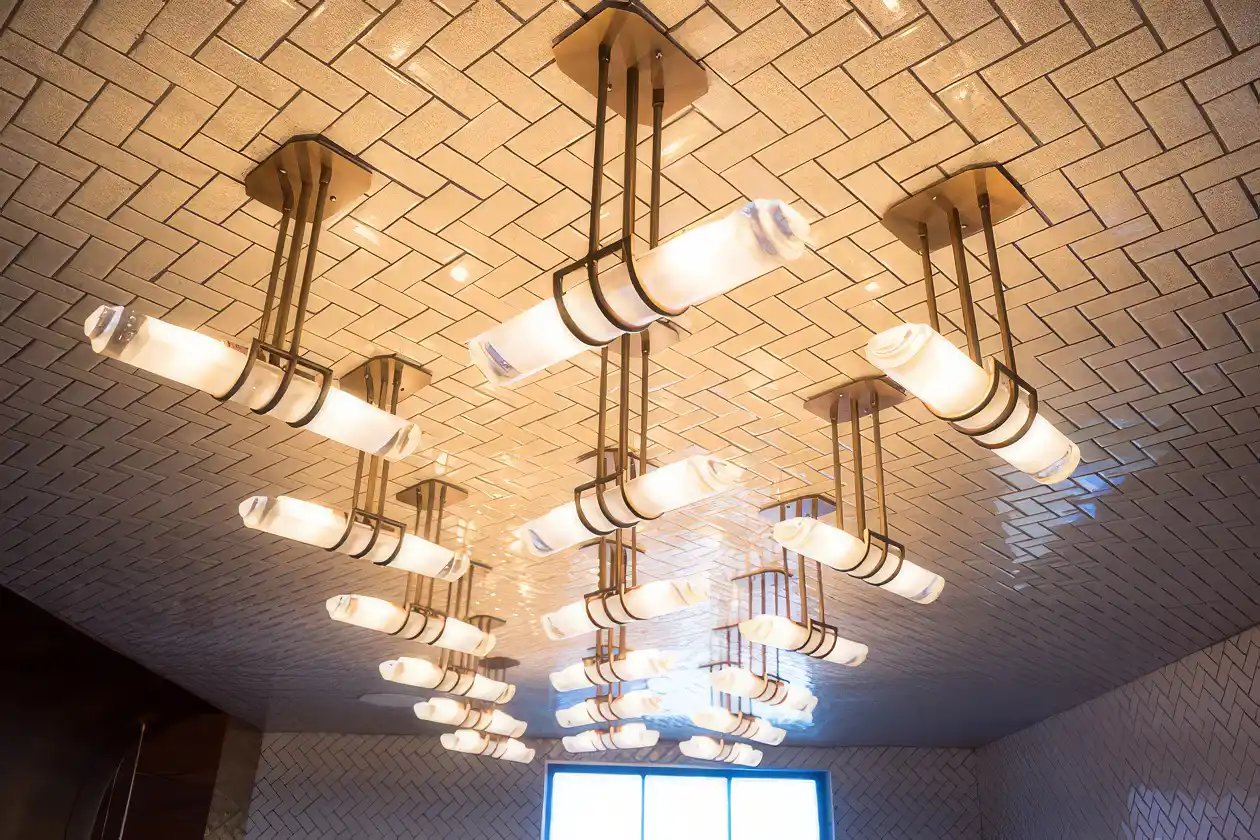 Tiles ceiling and lamps at The Grey