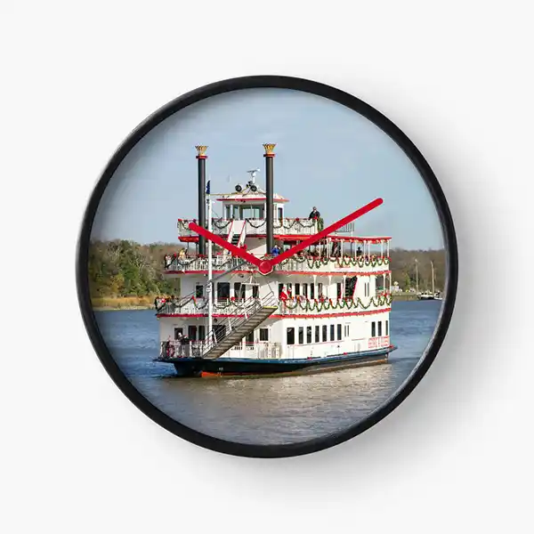 Savannah wall clock with steamboat