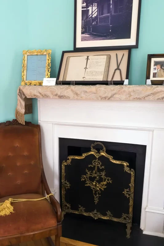King-Tisdell Cottage Fireplace with chai