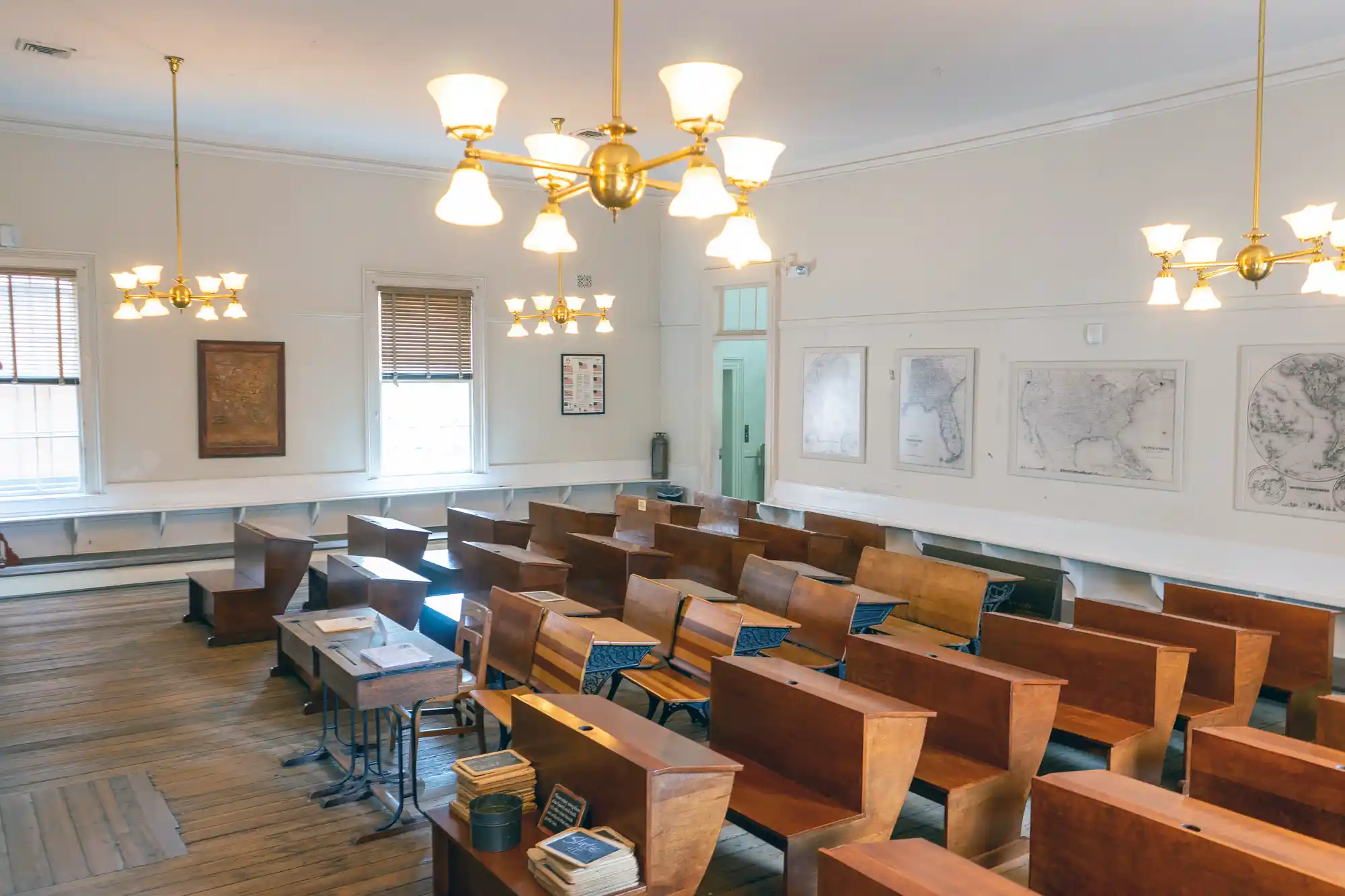 The Massie Heritage Center 2 Massie Heritage Center old style classroom with chandeliers in Savannah