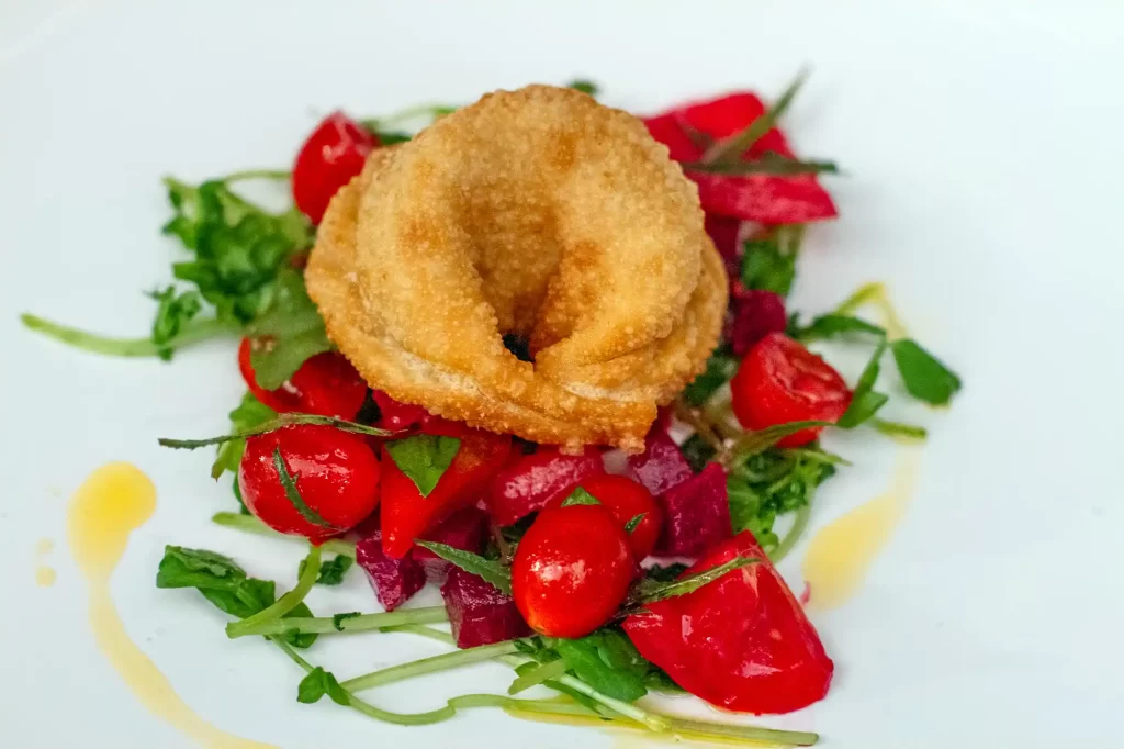 Casa Felix: Great Food & Company Behind Closed Doors 1 Casa Felix fried dumpling on tomatoe